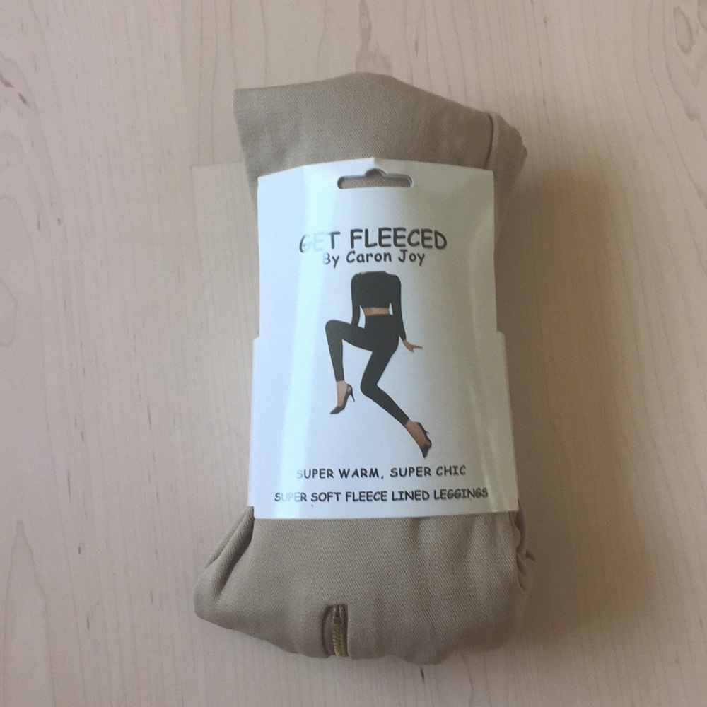 Fleece leggings w zipper side detail new tan